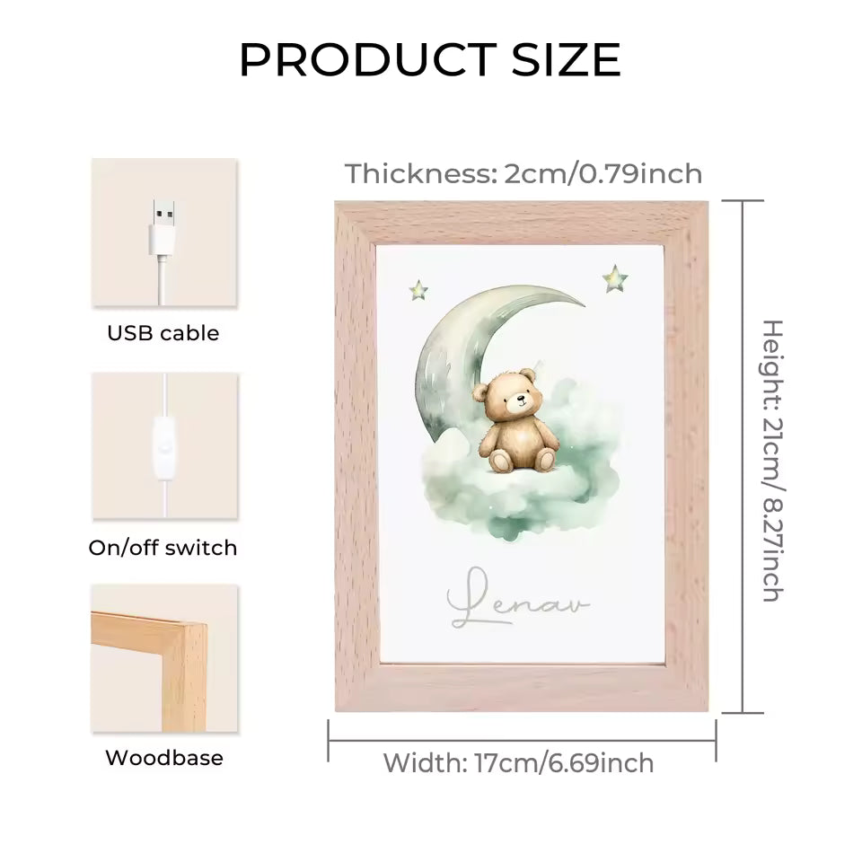 Personalized Moon & Bear LED Frame