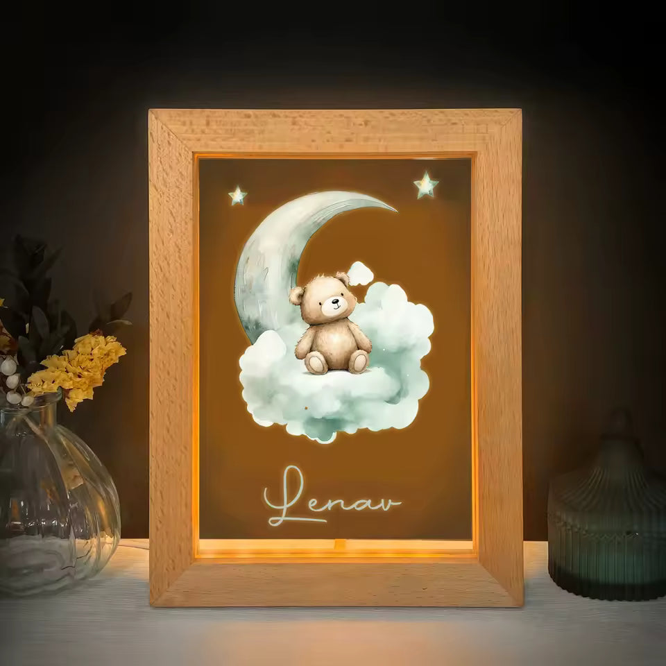 Personalized Moon & Bear LED Frame