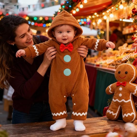 MInuvy Gingerbread Hooded Romper