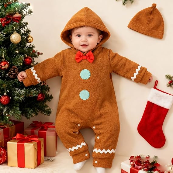 MInuvy Gingerbread Hooded Romper