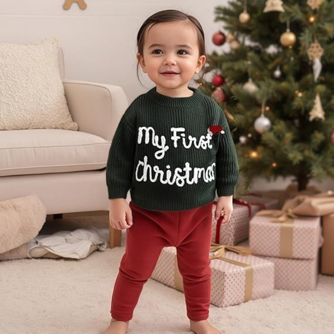 MInuvy My First Christmas Knit Sweater