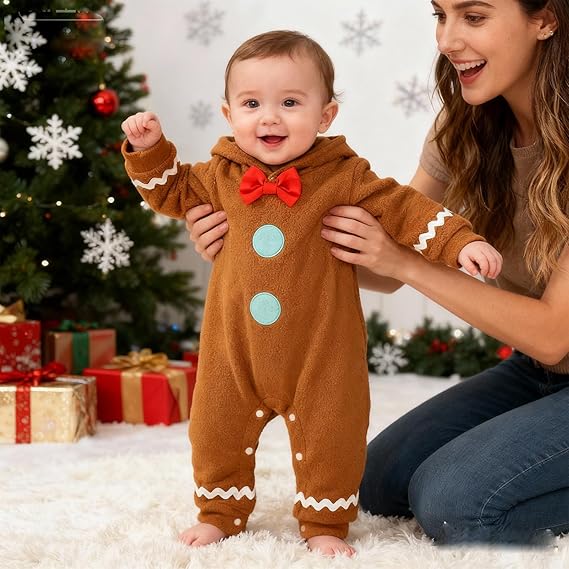 MInuvy Gingerbread Hooded Romper